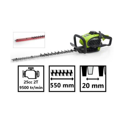 Taille Haies thermique 25cm3 Moteur 2 Temps Lame 55cm Rotation 90 degrés VITO