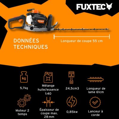 Taille-haies thermique professionnel - FUXTEC FX-MHP245 - 24,5cm3 850W lame 61cm