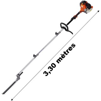 Taille-haies thermique sur perche, 52 cm3, 3 CV, longueur 3.30 mètres - GT GARDEN