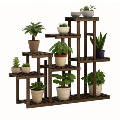 Takumi - Etagère a Plantes Jardiniere 113x97x25 cm Porte Pots intérieur 9 Niveaux en Bois de Sapin