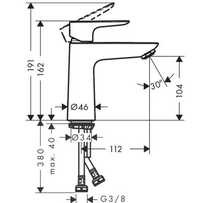 Talis E 110 Mitigeur de lavabo CoolStart sans tirette ni vidage (71714000)