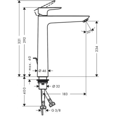 Talis E 240 Mitigeur de lavabo noir chromé brossé, avec tirette et vidage (71716340)