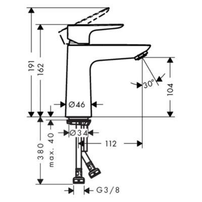 Talis E Mitigeur de lavabo 110 CoolStart sans tirette ni vidage, Blanc mat (71714700)