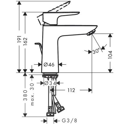 Talis E Mitigeur lavabo 110 CoolStart avec garniture de vidage, Finition Optique Or Poli (71713990)