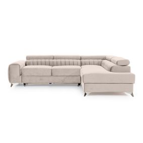 Talisay - canapé d'angle droit - 5 places - convertible avec coffre - en velours - Best Mobilier