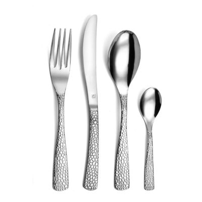 Ménagère 24 Pièces Tam Tam Amefa - Acier Inoxydable 18/0 - Design Martelé - Pour 6 Personnes
