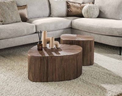 Tania - lot de 2 tables basses gigognes en teck massif - 73 et 53 cm - Lisa Design