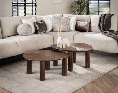 Tania - lot de 2 tables basses gigognes en teck massif - 75 cm - Lisa Design