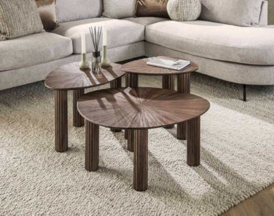Tania - lot de 3 tables basses gigognes en teck massif - 76, 61 et 51 cm - Lisa Design