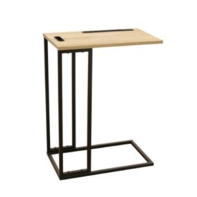TANISHA - Tablette d'Appoint Métal Noir et Imitation Bois