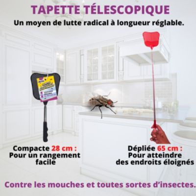 2 Pièces Tapette à Mouches, Lutte Antiparasitaire Manuelle Tapette A Mouches Telescopique Poignee Telescopique Durable Et Robuste Noir Bleu 98854093