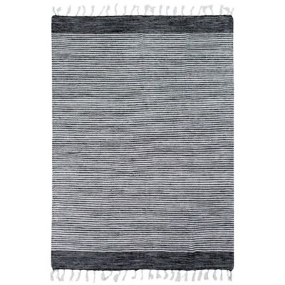 Tapis 100% coton bandes noir-gris-blanc 160x230