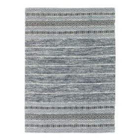 Tapis 100% coton blanc-noir 190x290