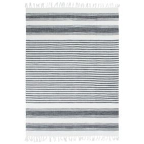 Tapis 100% coton lignes gris-blanc 160x230