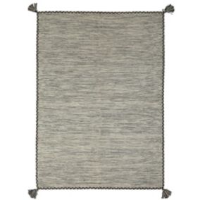 Tapis 100% coton tissé et tressé blanc 160x230