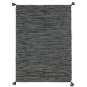 Tapis 100% coton tissé et tressé gris 160x230