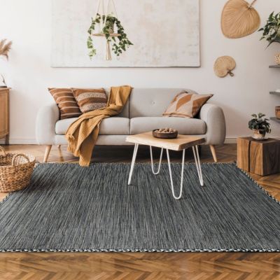 Tapis 100% coton tissé et tressé gris 160x230