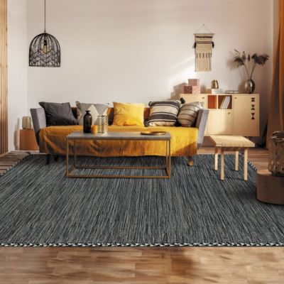 Tapis 100% coton tissé et tressé gris 190x290