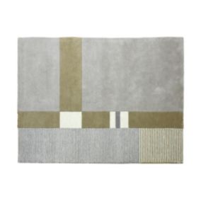 Tapis 100% laine fait à la main - 160 x 230 cm - 2200g/m2 - Gris et marron - NOURIA