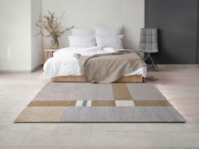 Tapis 100% laine fait à la main - 160 x 230 cm - 2200g/m2 - Gris et marron - NOURIA