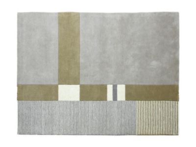 Tapis 100% laine fait à la main - 160 x 230 cm - 2200g/m2 - Gris et marron - NOURIA