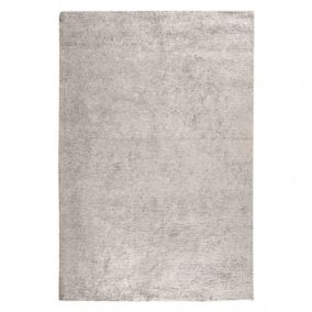 Tapis 120 x 180 cm beige clair en coton poils longs tout doux - JALNA