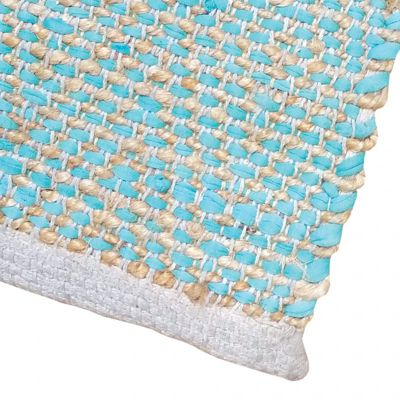 Tapis 120x180 bleu en coton et chanvre fibre tressée naturelle - DEVI