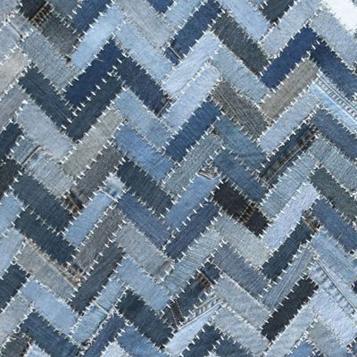 Tapis 120x180 coton bleu design géométrique patchwork chevrons - VALI