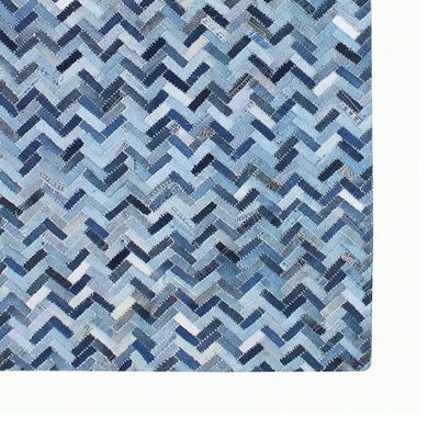 Tapis 120x180 coton bleu design géométrique patchwork chevrons - VALI