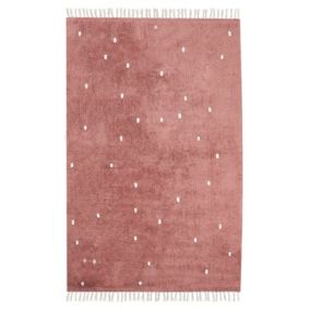 Tapis 140 x 200 cm en coton rouge clair ASTAF