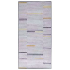 Tapis 150 x 80 cm gris et jaune ERGENLI