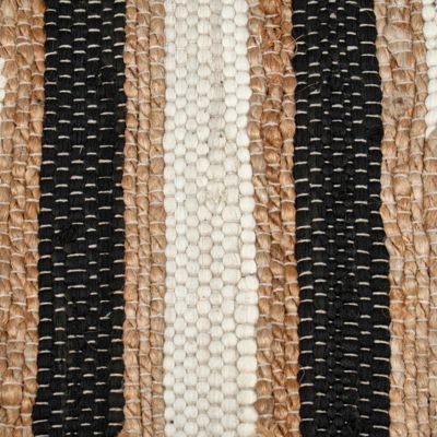 Tapis 160 x 230 cm tressé en jute avec motifs noir et blanc - DUNE