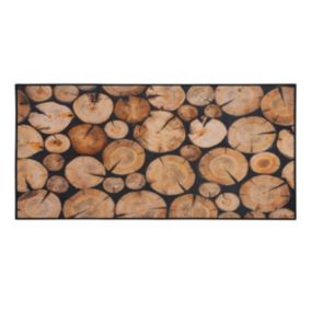 Tapis 80 x 150 cm avec imprimé de bois KARDERE