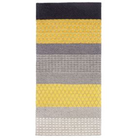 Tapis 80 x 150 cm en laine gris et jaune AKKAYA