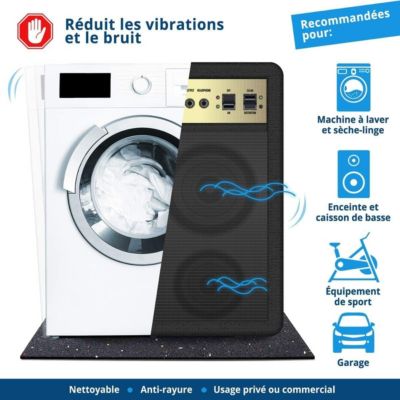 Tapis Anti-vibration Noir Mat 60x60 Cm - Marque Diall - Neuf, Pour Machine à Laver Ou Appareils