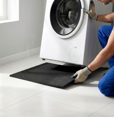 Tapis anti-vibration pour machine à laver, en caoutchouc noir, Diall