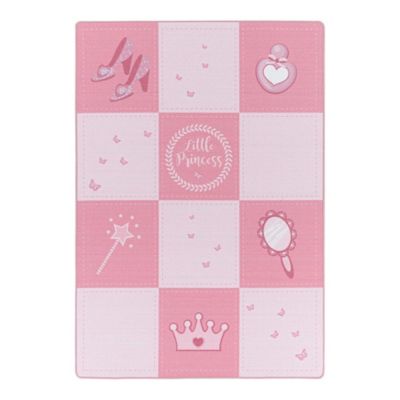 Tapis antidérapant rose pour fille Princess 170x120 CM - Rose