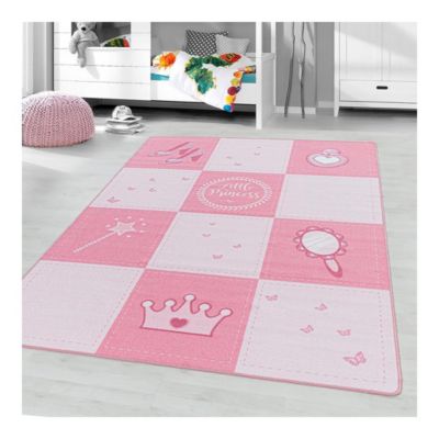 Tapis antidérapant rose pour fille Princess 170x120 CM - Rose