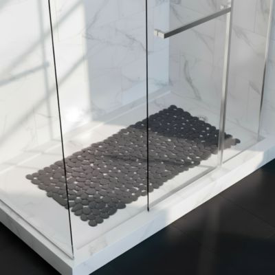 Tapis antidérapant rectangulaire baignoire et douche GoodHome Koros coloris anthracite en PVC L.70 x l.33 cm