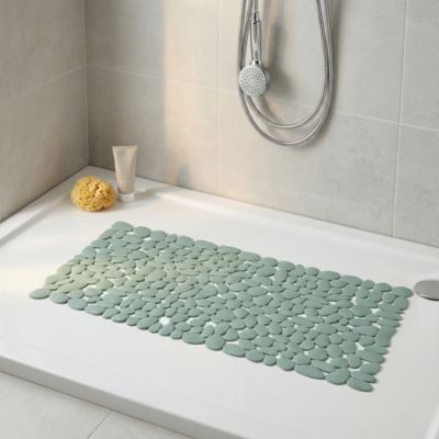 Tapis antidérapant rectangulaire baignoire et douche GoodHome Koros coloris vert de gris en PVC L.70 x l.33 cm