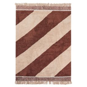 Tapis avec motif rayé en coton 140 x 200 cm marron et beige XULUF