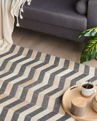 Tapis BAGGOZE Gris foncé 160 x 230 cm Cuir