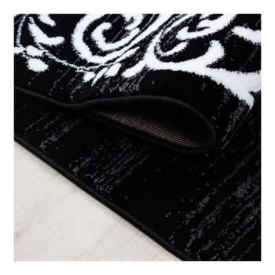 Tapis baroque pour salon en polypropylène Aftas 150x80 CM - Noir