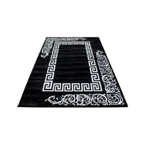 Tapis baroque pour salon en polypropylène Aftas 300x80 CM - Noir