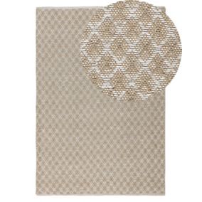 Tapis beige 140 x 200 cm motif à carreaux AKBEZ