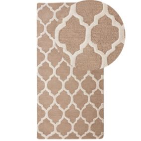 Tapis beige en laine et coton 80 x 150 cm ERBAA