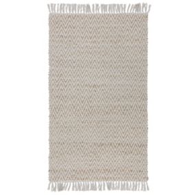 Tapis beige à motif zigzag 80 x 150 cm AFRIN