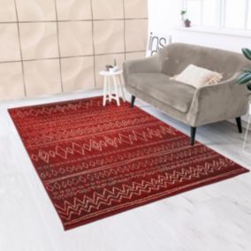 Tapis berbère 120x170 tissé motifs tribaux AF1 BERBI rouge