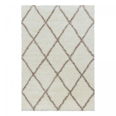 Tapis berbère 240x340 tissé motif losange SHAGGY A crème