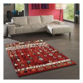 Tapis berbère 240x340 tissé motifs tribaux MOROCO rouge